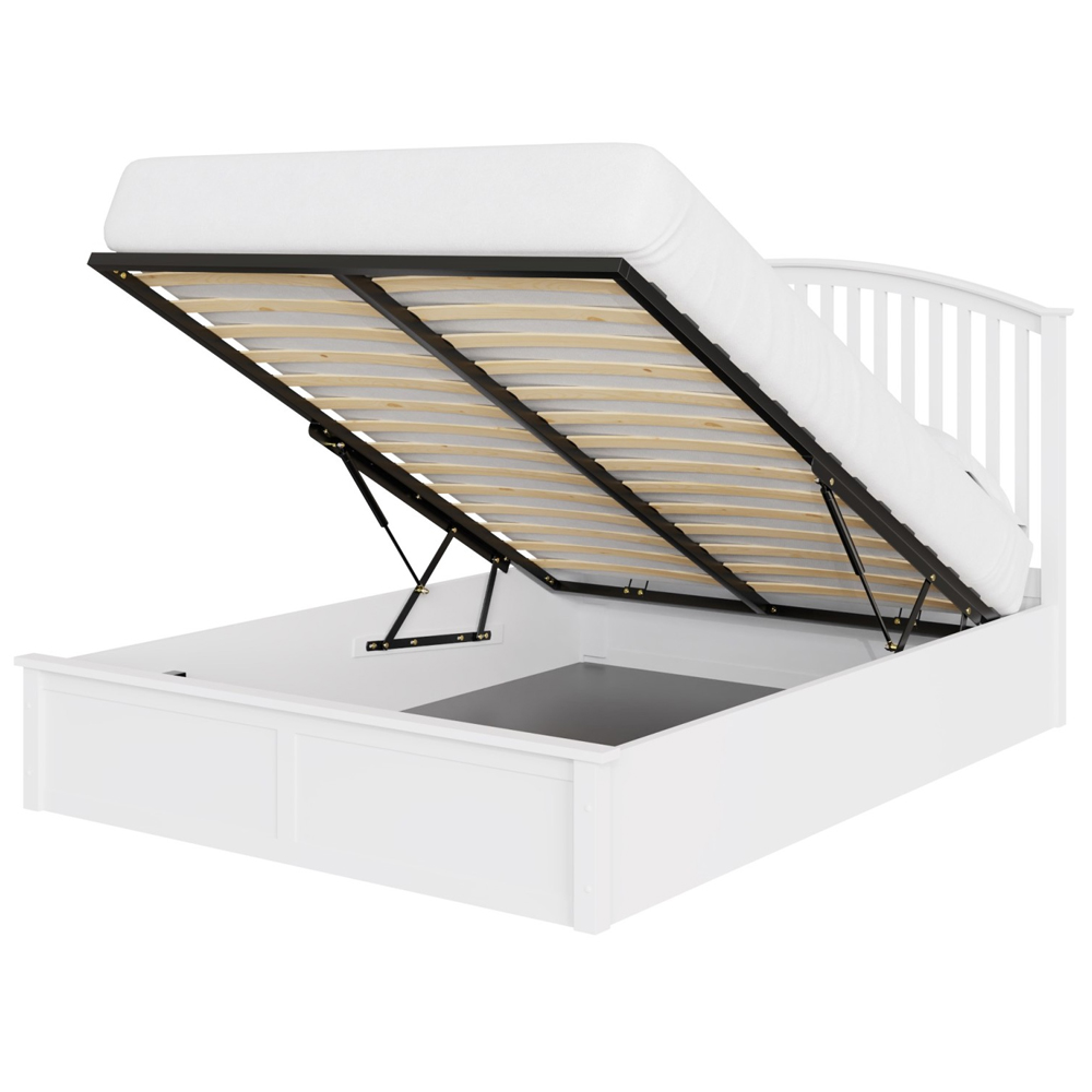 Millom Wooden Ottoman Storage Double Bed In White