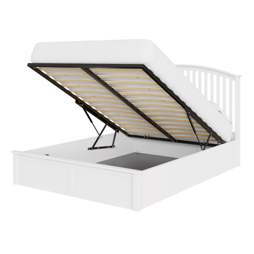 Millom Wooden Ottoman Storage King Size Bed In White