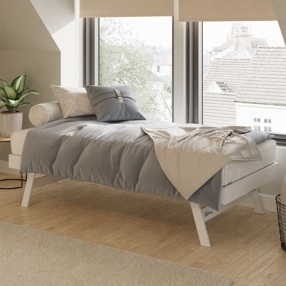 Millom Wooden Single Trundle Bed In White