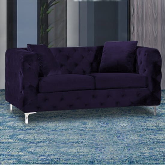Mills Malta Plush Velour Fabric 2 Seater Sofa In Ameythst_1