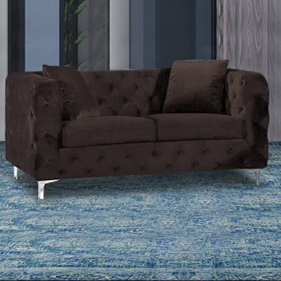 Read more about Mills malta plush velour fabric 2 seater sofa in mushroom