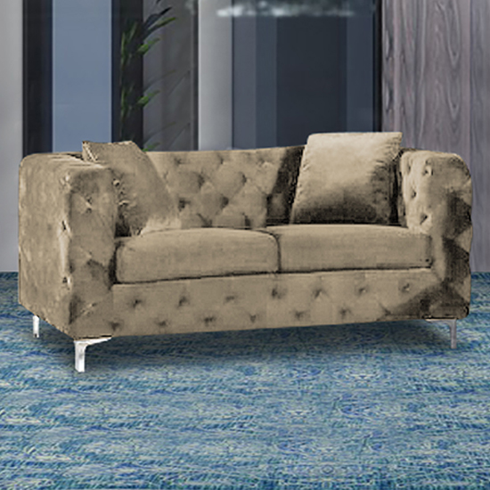 Read more about Mills malta plush velour fabric 2 seater sofa in parchment