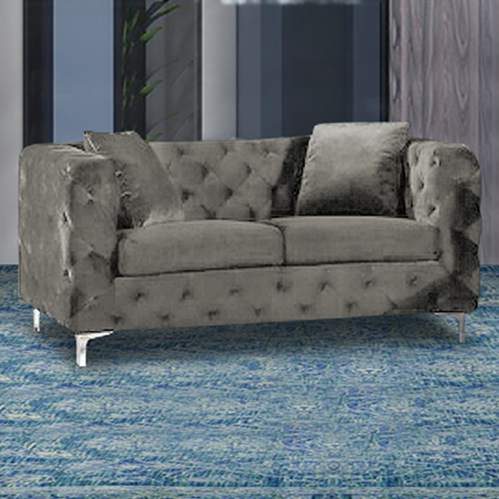 Read more about Mills malta plush velour fabric 2 seater sofa in putty