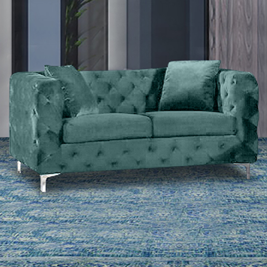 Photo of Mills malta plush velour fabric 2 seater sofa in seaspray