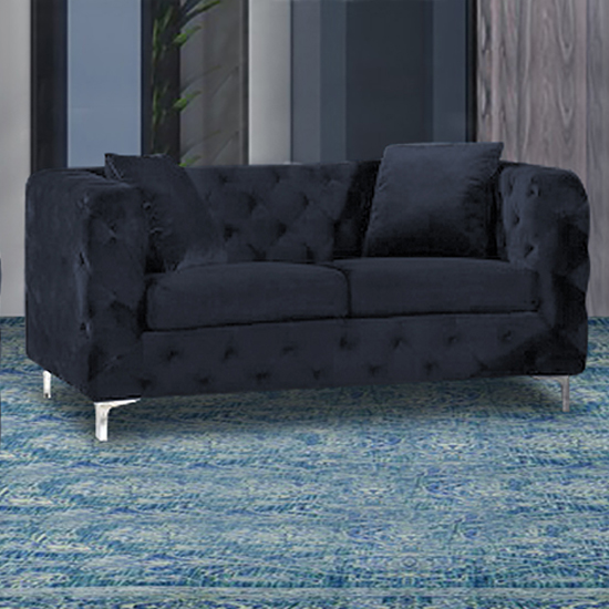 Read more about Mills malta plush velour fabric 2 seater sofa in slate