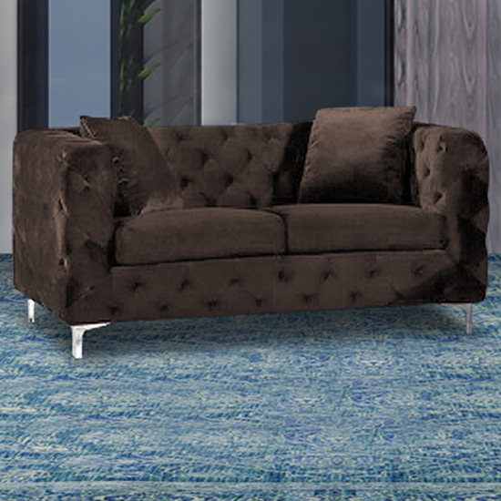 Read more about Mills malta plush velour fabric 2 seater sofa in taupe