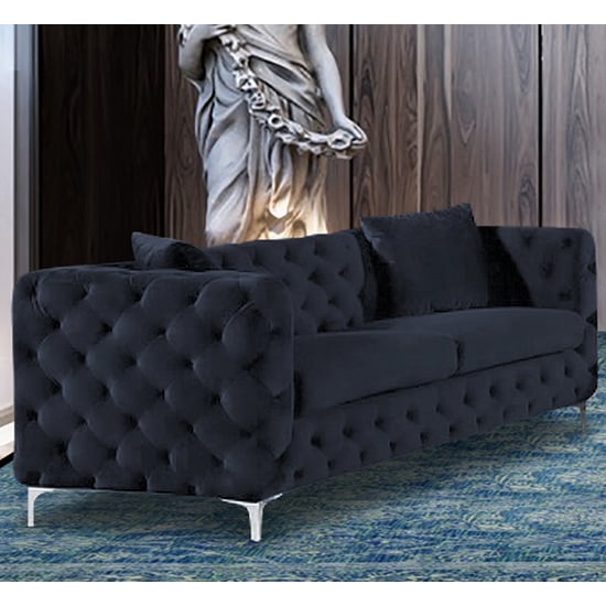 Read more about Mills malta plush velour fabric 3 seater sofa in slate