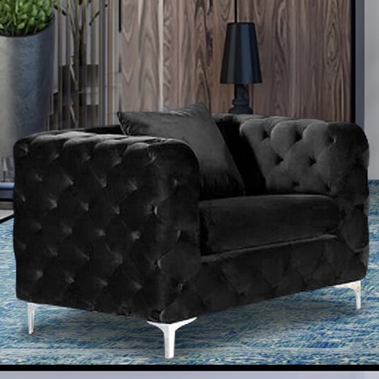 Photo of Mills malta plush velour fabric armchair in cosmic