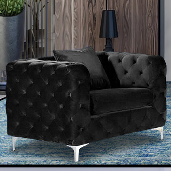 Mills Malta Plush Velour Fabric Armchair In Cosmic thumbnail
