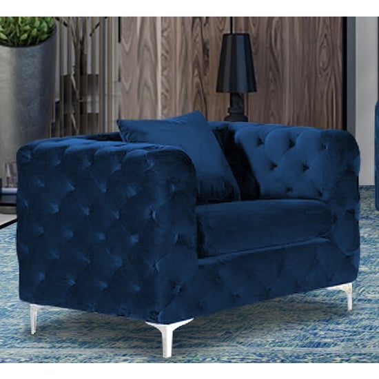 Read more about Mills malta plush velour fabric armchair in navy