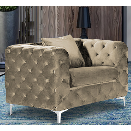 Read more about Mills malta plush velour fabric armchair in parchment