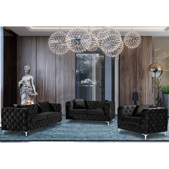 Photo of Mills malta plush velour fabric sofa suite in cosmic