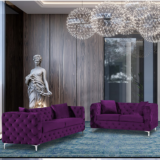 Mills Velour Fabric 2 Seater And 3 Seater Sofa In Boysenberry thumbnail