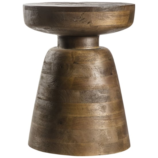 Photo of Millstone round wooden side table in antique brown