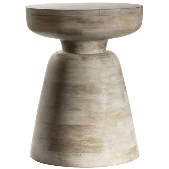 Millstone Round Wooden Side Table In White Wash_2