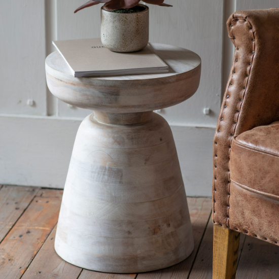 Read more about Millstone round wooden side table in white wash