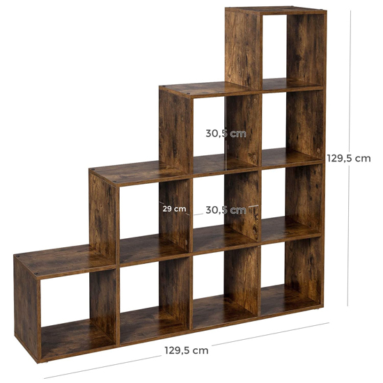 Millville Wooden 10 Cubes Display Stand In Rustic Brown FiF