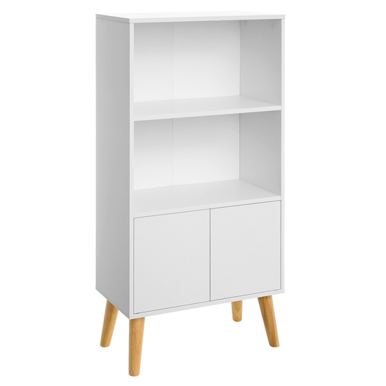 Millville Wooden Bookcase With 2 Doors Lower In White FiF