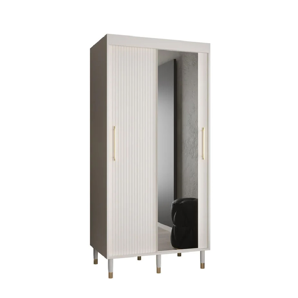 Millwall 100cm Mirrored Wardrobe With 2 Sliding Doors In White