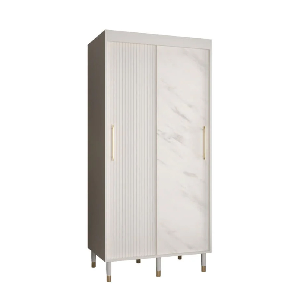 Millwall 100cm Wooden Wardrobe With 2 Sliding Doors In White