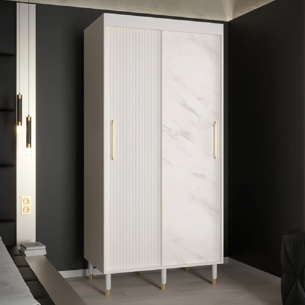 Read more about Millwall 100cm wooden wardrobe with 2 sliding doors in white