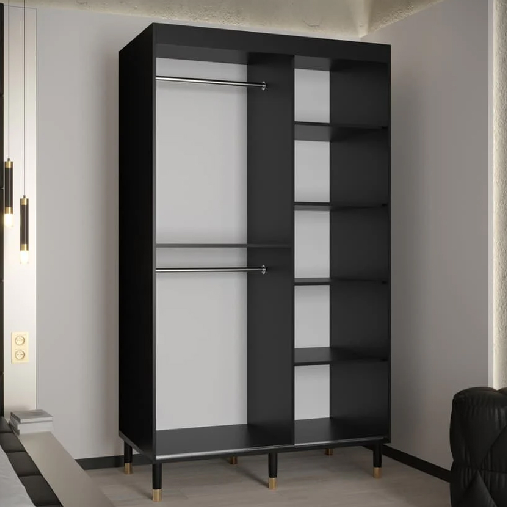 Millwall 120cm Mirrored Wardrobe With 2 Sliding Doors In Black