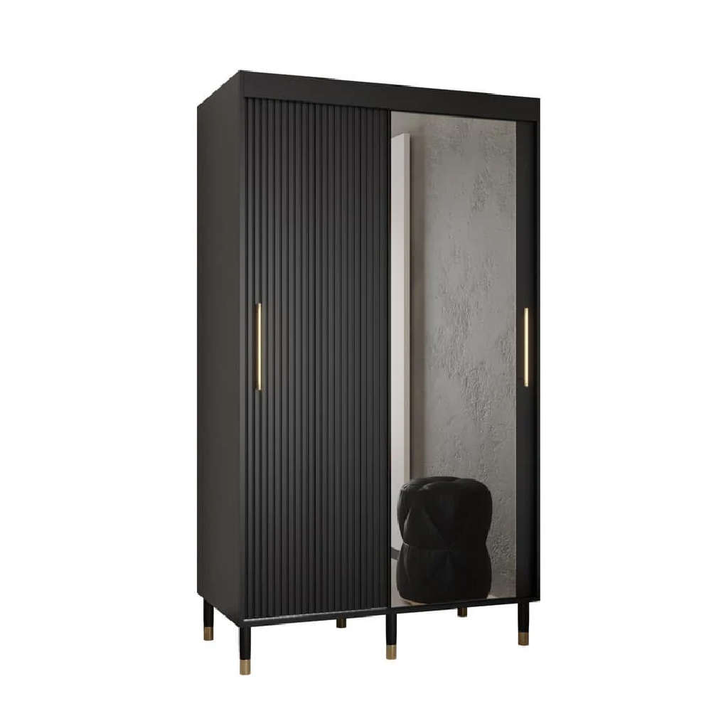 Millwall 120cm Mirrored Wardrobe With 2 Sliding Doors In Black