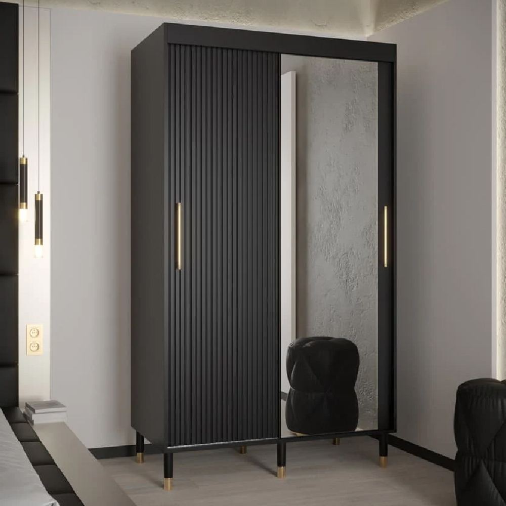Read more about Millwall 120cm mirrored wardrobe with 2 sliding doors in black