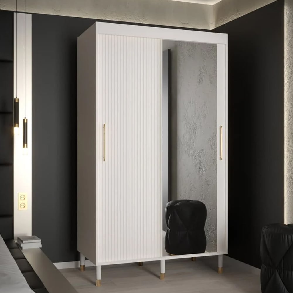 Read more about Millwall 120cm mirrored wardrobe with 2 sliding doors in white