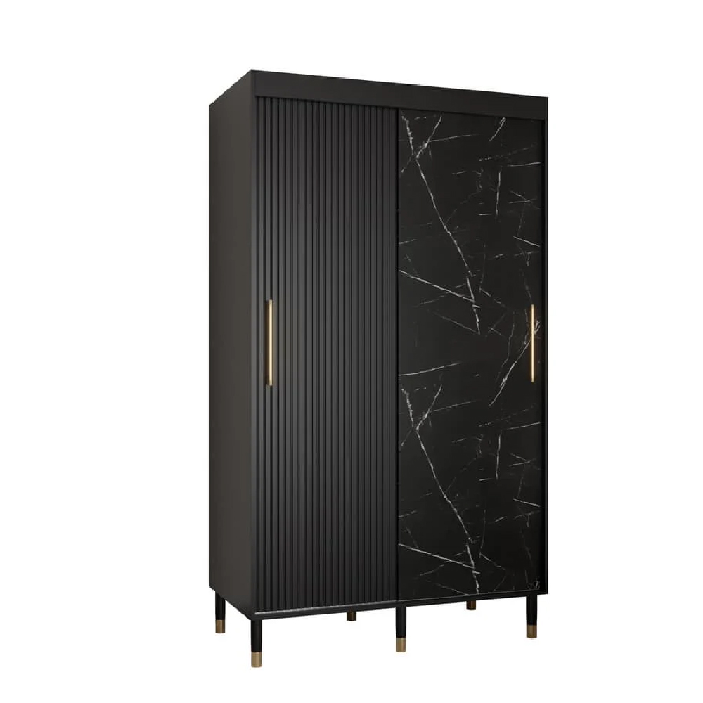 Millwall 120cm Wooden Wardrobe With 2 Sliding Doors In Black