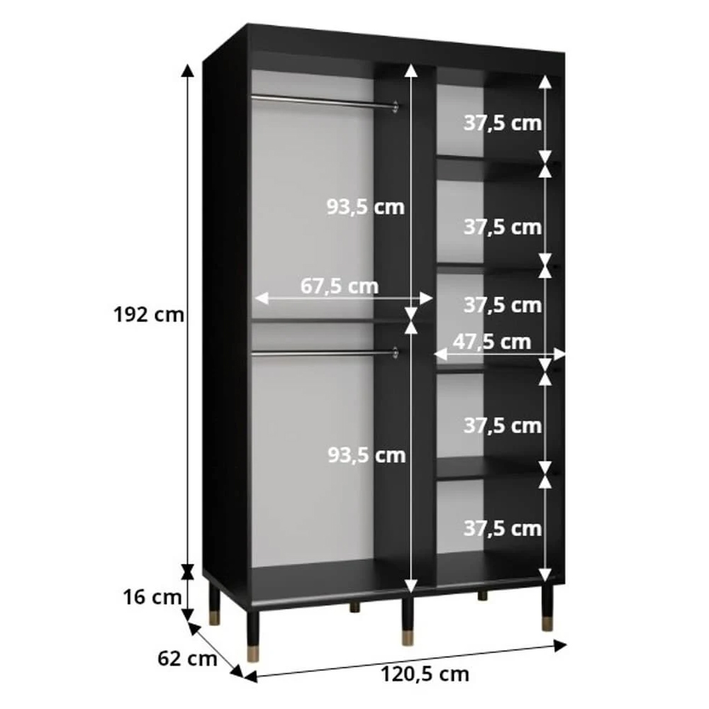 Millwall 120cm Wooden Wardrobe With 2 Sliding Doors In Black