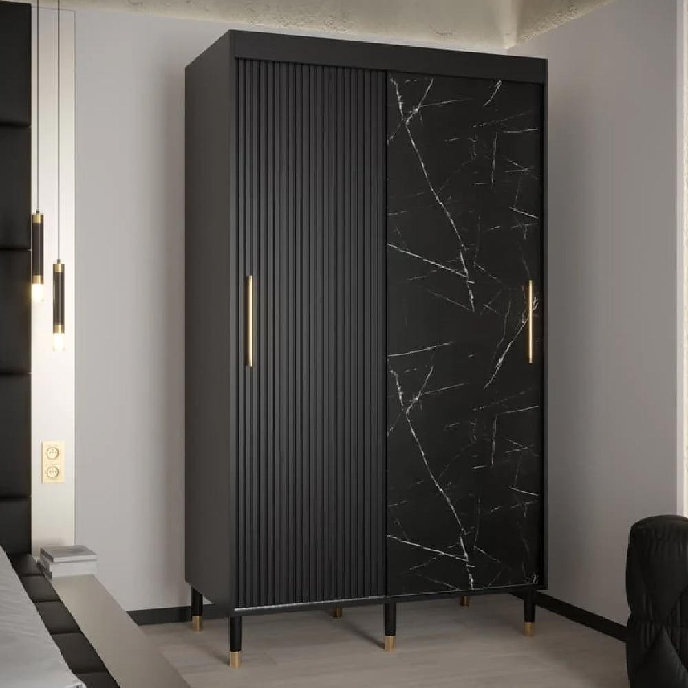 Read more about Millwall 120cm wooden wardrobe with 2 sliding doors in black