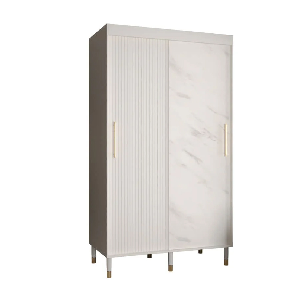 Millwall 120cm Wooden Wardrobe With 2 Sliding Doors In White