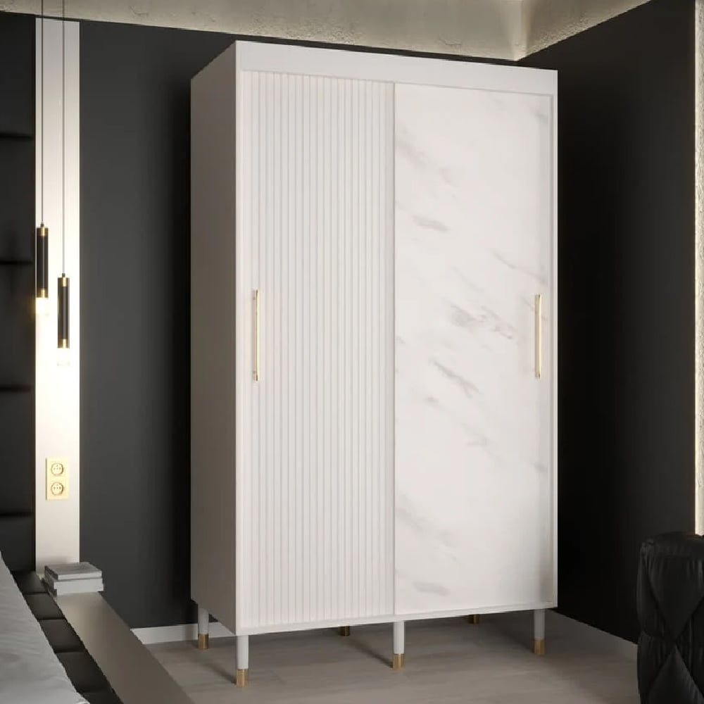 Read more about Millwall 120cm wooden wardrobe with 2 sliding doors in white