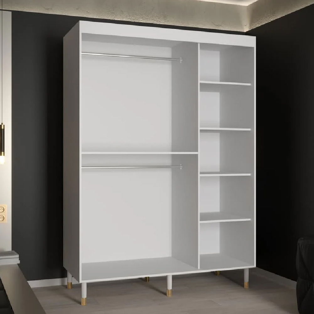 Millwall 150cm Mirrored Wardrobe With 2 Sliding Doors In White