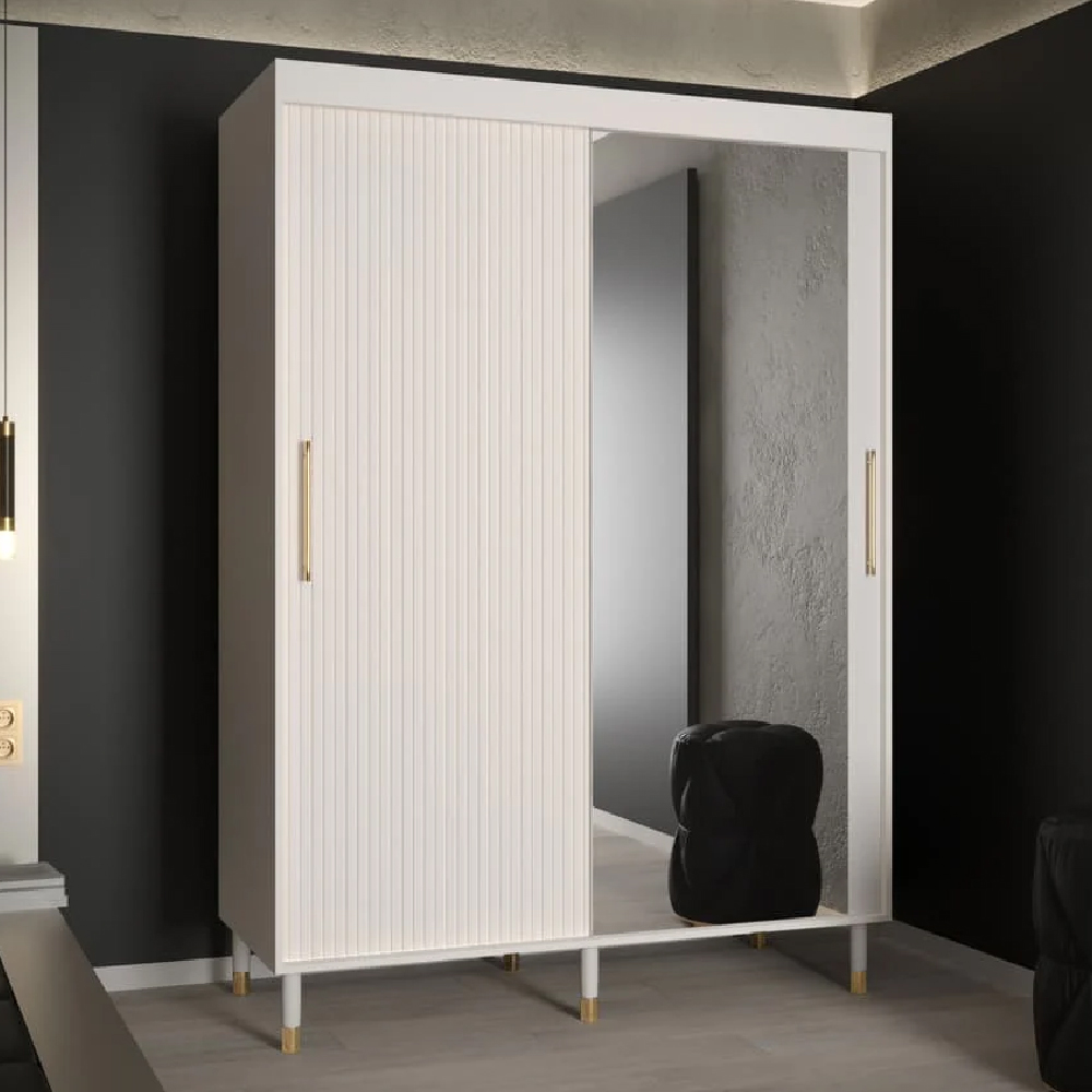 Read more about Millwall 150cm mirrored wardrobe with 2 sliding doors in white