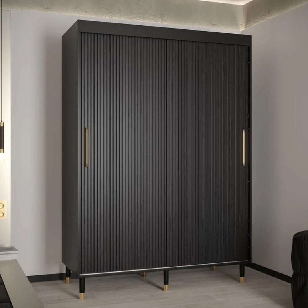 Read more about Millwall 150cm wooden wardrobe with 2 sliding doors in black