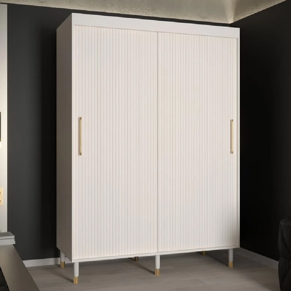 Read more about Millwall 150cm wooden wardrobe with 2 sliding doors in white
