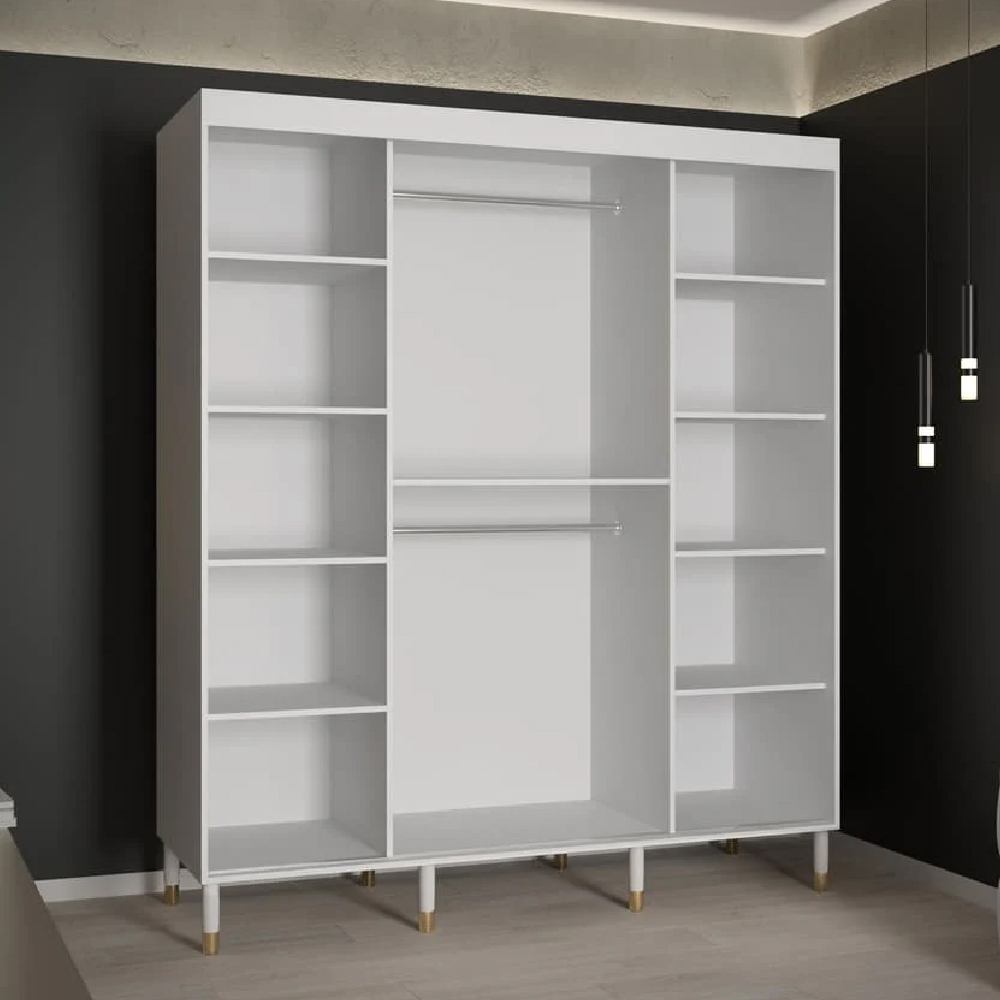 Millwall 180cm Mirrored Wardrobe With 2 Sliding Doors In White