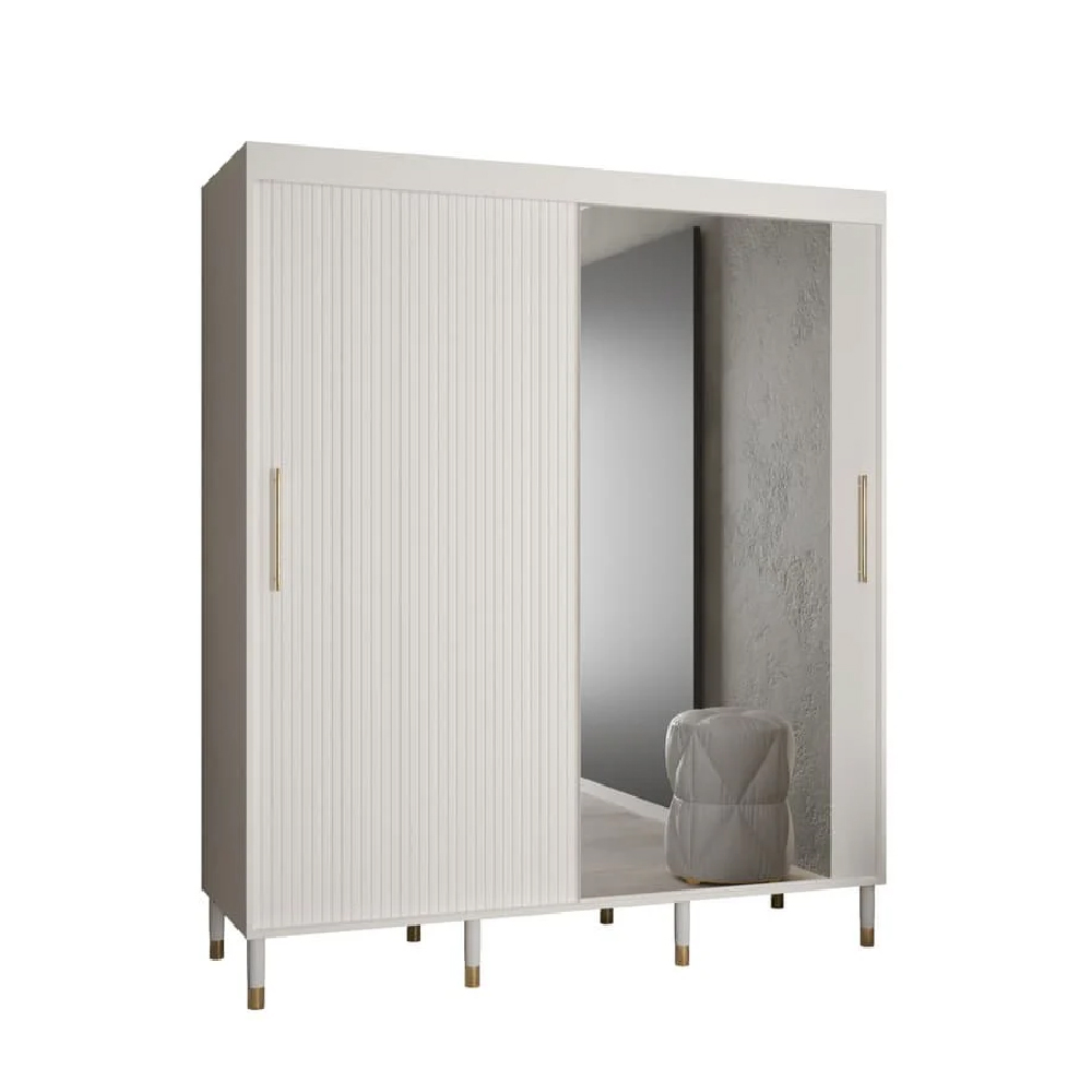 Millwall 180cm Mirrored Wardrobe With 2 Sliding Doors In White