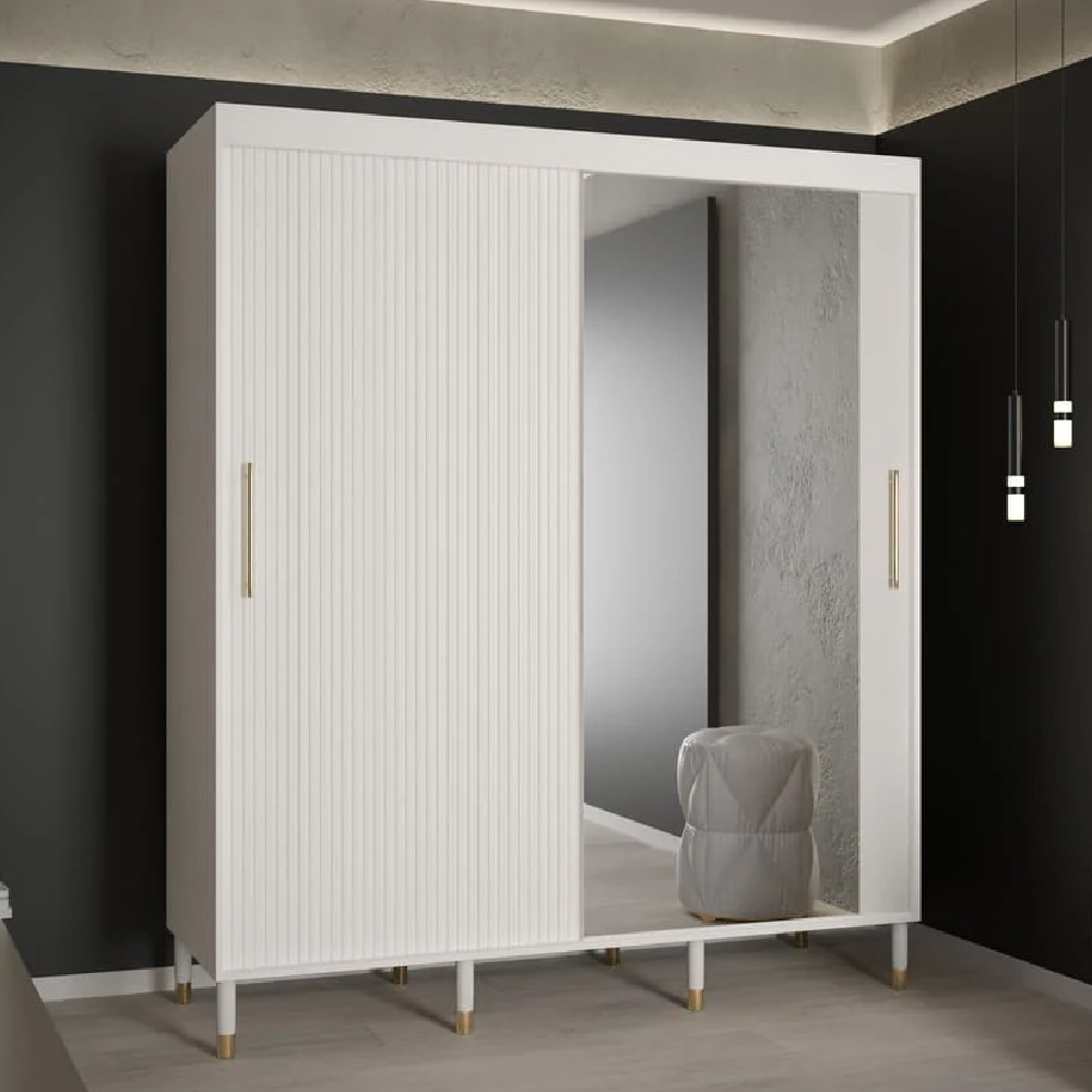 Read more about Millwall 180cm mirrored wardrobe with 2 sliding doors in white