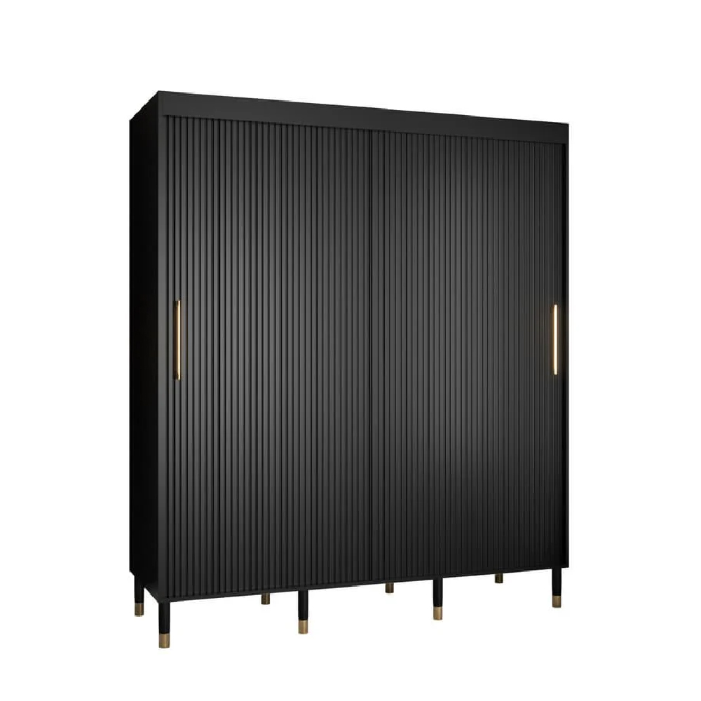 Millwall 180cm Wooden Wardrobe With 2 Sliding Doors In Black