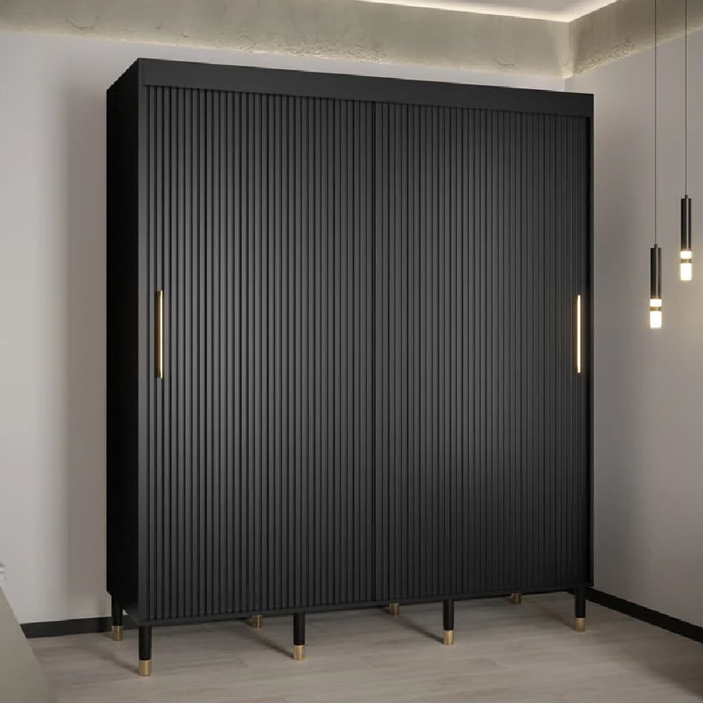 Read more about Millwall 180cm wooden wardrobe with 2 sliding doors in black
