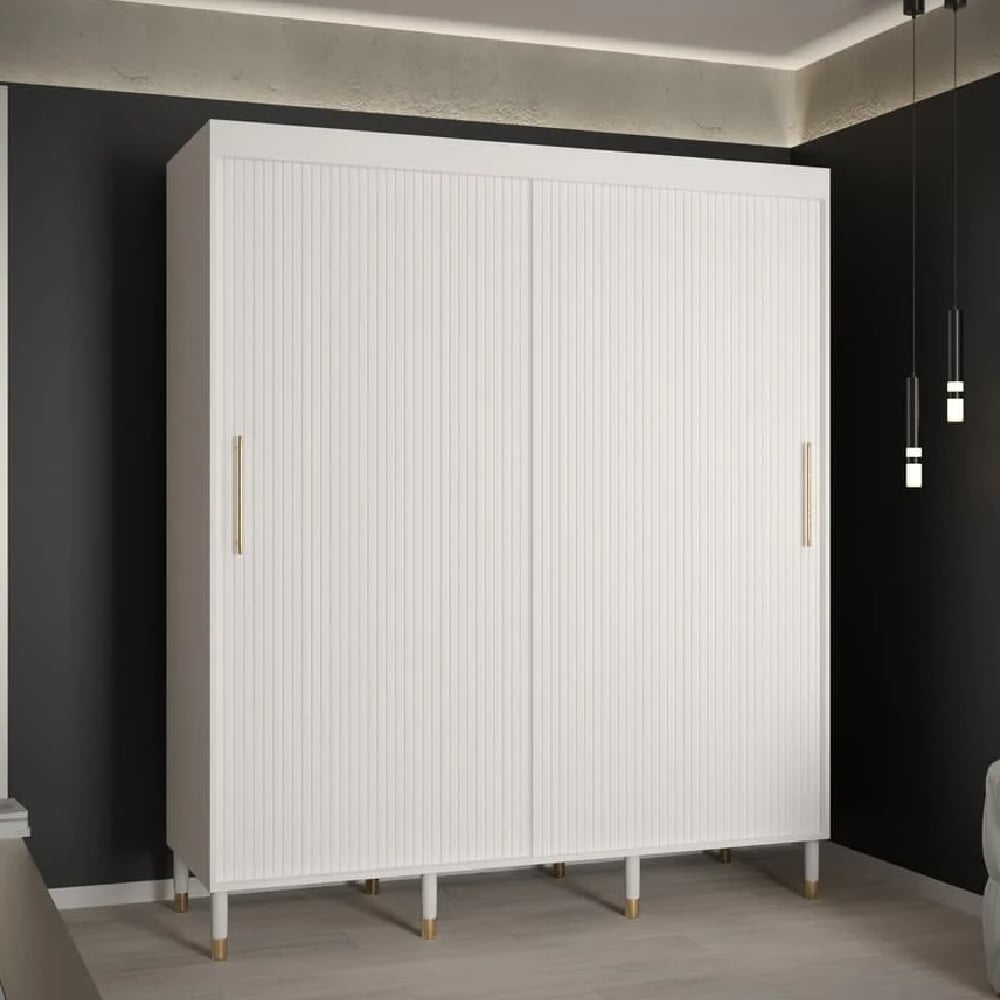 Read more about Millwall 180cm wooden wardrobe with 2 sliding doors in white