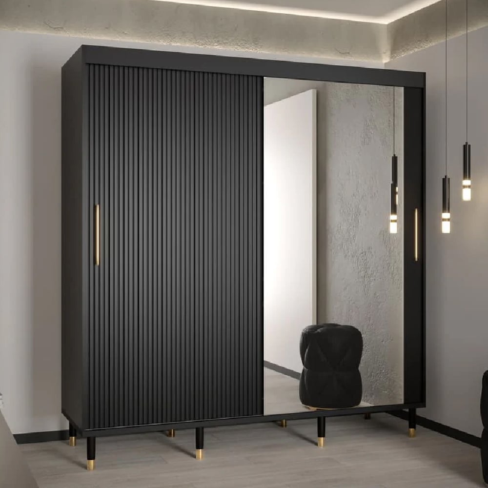 Read more about Millwall 200cm mirrored wardrobe with 2 sliding doors in black