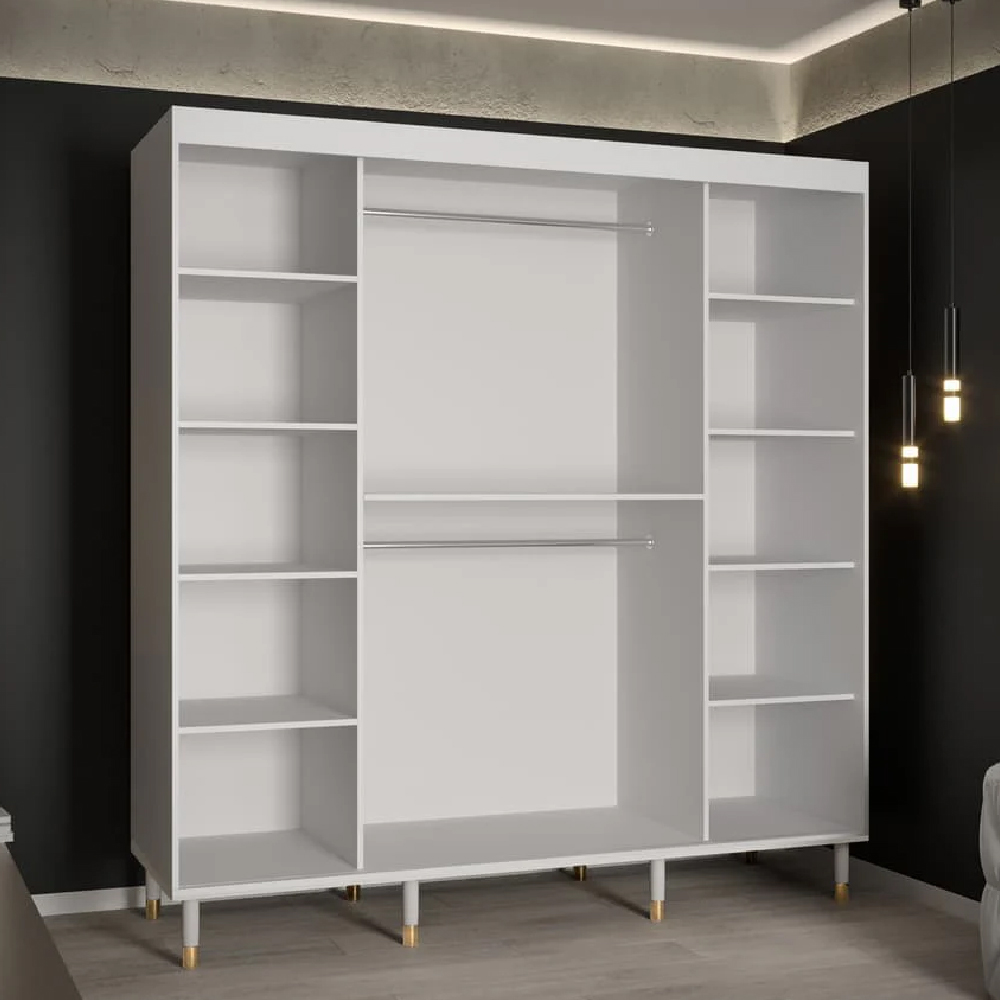 Millwall 200cm Mirrored Wardrobe With 2 Sliding Doors In White