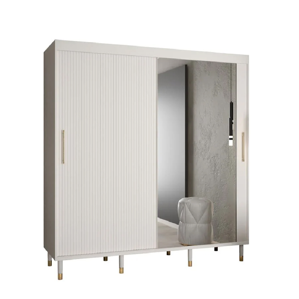 Millwall 200cm Mirrored Wardrobe With 2 Sliding Doors In White