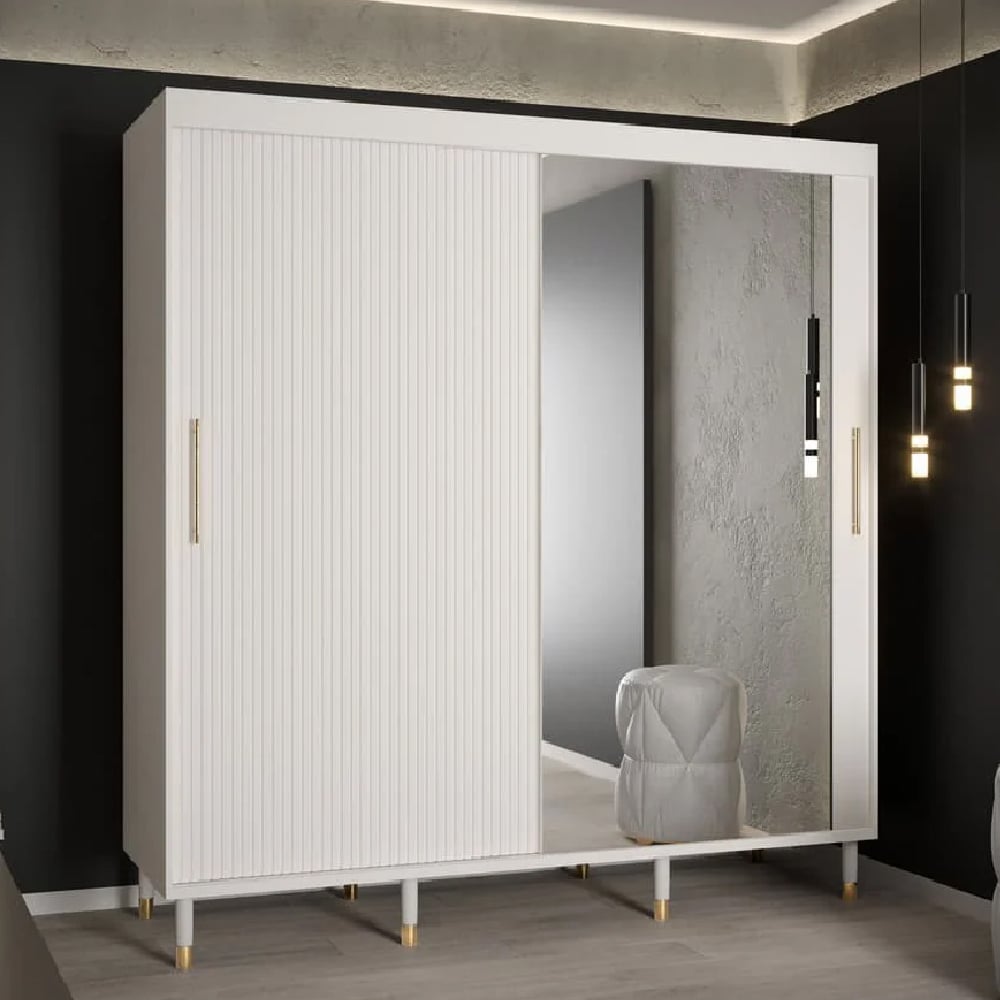 Read more about Millwall 200cm mirrored wardrobe with 2 sliding doors in white