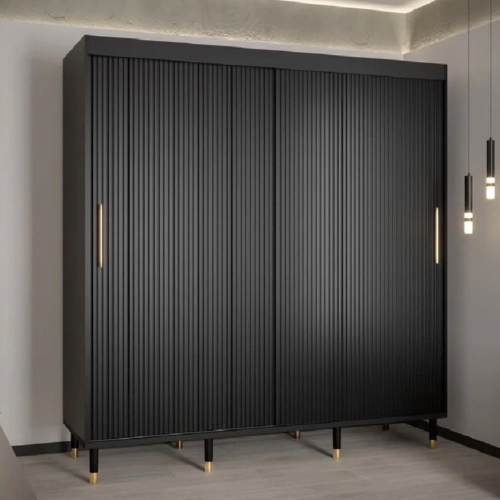Read more about Millwall 200cm wooden wardrobe with 2 sliding doors in black