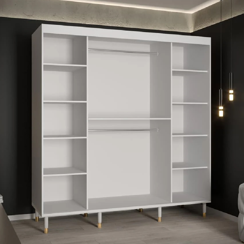 Millwall 200cm Wooden Wardrobe With 2 Sliding Doors In White
